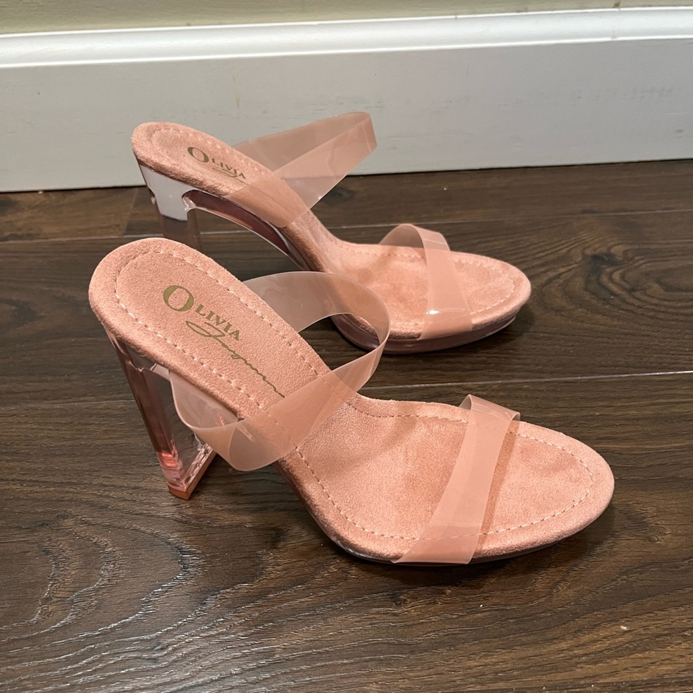 Clear Pink Open Toe Heels